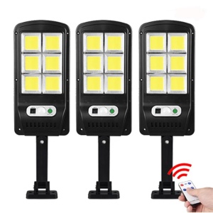 Set de 3 lampi solare de perete cu senzor de miscare, panou extern, 120 LED COB, 4 moduri