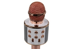 Set - Microfon Karaoke Wireless cu Bluetooth, Soundvox™ WS-858 cu Boxa inclusa, Roz Pal + Suport Universal de Birou Pentru Tablete sau Telefoane - Img 2