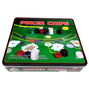 Set Poker 500 Piese, 2 pachete carti, cutie metalica pentru depozitare inclusa - Img 2