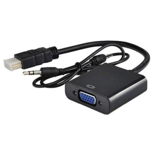 Adaptor convertor semnal HDMI (digital) la VGA (analog), HDMI tata la VGA mama + jack 3.5 mm audio mama + cablu audio