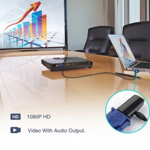Adaptor HDMI la VGA TechONE™, port Tata-Mama,, unidirectional, mufa aurita, cablu 15 cm, negru - Img 5