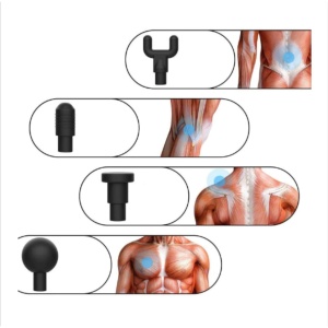 Aparat de masaj Gun cu 4 capete pentru dureri musculare si reumatism Viteze 6 trepte, Albastru - Img 2
