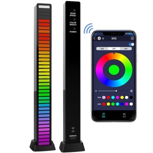 Banda tip lampa LED, activare sunet, aplicatie, RGB, pc gaming, tv, masina, negru, 32 leduri - Img 11