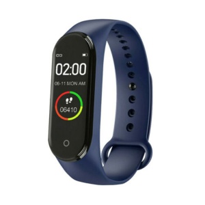Bratara Fitness Wearfit M4 Color ,Model 2019,Ritm Cardiac,tensiunea arteriala,calorii,monitorizare somn,rezistent apa IP67,Arata Vremea,Negru/Albastru