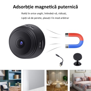 Camera de supraveghere Gaea A9, Senzor de miscare, 1080p, Wi-Fi, 32GB, 4.5 x 5 cm, Negru - Img 6