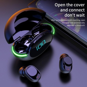 Casti Audio Y80, Wireless TWS, Rezistente la Apa IPX-4, Acumulator carcasa 200mah, Bluetooth V5.1, Afisare LED, Negru - Img 10