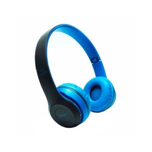 Casti bluetooth cu microfon si radio, pliabile, TF Card/FM Stereo Radio/MP3 Player/Wireless P47 albastru KATHODE