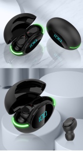 Casti bluetooth wireless 5.3, rezistente la apa, indicator baterie, asistent vocal, cutie reincarcare Y80 K KATHODE