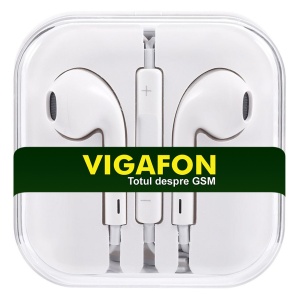 Casti VIGAFON MEGA BASS cu microfon model iPhone conector Jack 3,5mm, White