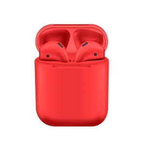 Casti wireless Bluetooth I12 Stereo cu Functie apelare, Control muzica, Cutie incarcare inclusa, Android/ iOS, Rosu