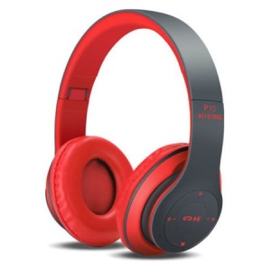 Casti wireless cu microfon si radio P15 rosu-gri, KATHODE