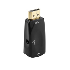 Convertor scurt HDMI la VGA + cablu audio, adaptor digital in analog pt laptop, PC, proiector, receiver TV, Xbox, Playstation 1080p - Img 2