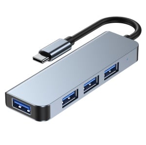 Hub USB 3.0 cu 4 porturi, conectare Type C, 5 Gbps, led indicator, gri K KATHODE