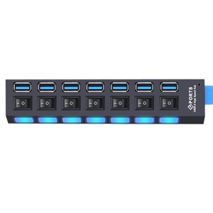 Hub USB 3.0 cu 7 porturi, butoane ON/OFF individuale, led indicator K KATHODE - Img 3