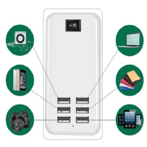 Incarcator 6 Hub USB Conexiune UE SUA, 6 porturi, USB 5V 3A Adaptor de perete, Incarcare telefon mobil pentru iPhone iPad Samsung cu comutator - Img 6