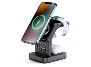 Incarcator Wireless Statie Incarcare 5 In 1 Qi Fast Charger 15W Negru, Universal