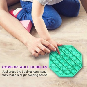 Jucarie antistres din silicon, ASKSA, Pop it now, culoare solida octogon, verde, 13 x 13 x 1.5 cm - Img 6