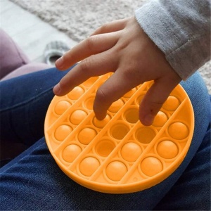 Jucarie antistres din silicon, ASKSA, Pop it now, culoare solida rotunda, portocale, 12.5 x 12.5 x 1.5 cm - Img 5