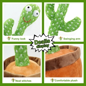 Jucarie cactus pentru copii, imita, canta, danseaza, 32 cm, palarie rosie K KATHODE - Img 3