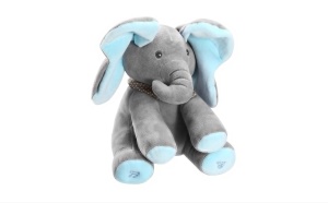 Jucarie elefant, peek a boo, canta si vorbeste, limba engleza, albastru