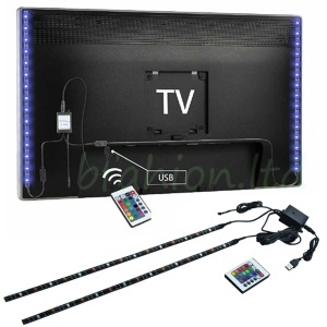 Kit banda ORLED, LED USB Premium, pentru Iluminare ambientala in spatele televizorului, Backlight TV RGB, model 2 bucati 1M - Img 2