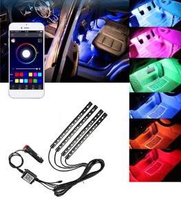 Kit iluminare ambientala auto banda LED RGB, interior masina, 4 benzi, multicolor, 12V, aplicatie dedicata iOS, Android, G-Mark® - Img 7
