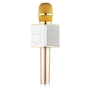 Microfon Karaoke Wireless Q7 cu Bluetooth cu Boxa inclusa, Gold, Kathode