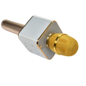 Microfon Karaoke Wireless Q7 cu Bluetooth cu Boxa inclusa, Gold, Kathode - Img 4