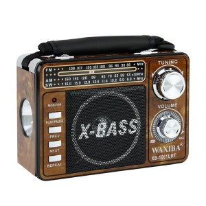 Radio portabil MP3, frecvente FM/AM/SW, slot SD, USB, lanterna, maro, Waxiba - Img 2