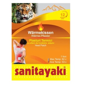 Set 10 buc Plasturi antireumatici Sanitayaki, termici pentru durere, cu efect de incalzire pana la 12 ore si carbune activ, 9.5 ×13 cm