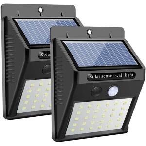 Set 2 lampi cu incarcare solara si senzor de miscare, 20 becuri LED-uri, montare pe perete, fara cabluri