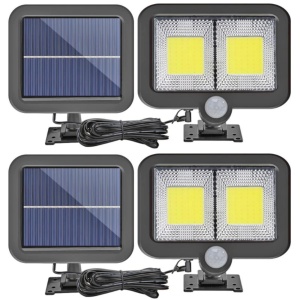 Set 2 x lampa cu incarcare solara si panou solar, 108 x LED COB, senzor de lumina/miscare/stare de veghe, buton ON/OFF, telecomanda inclusa K KATHODE
