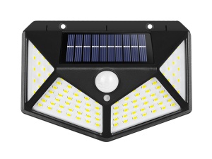Set 4 lampi cu incarcare solara 100LED, lumina puternica, cu senzor de miscare si de lumina, cu 3 moduri de iluminare, cu unghi mare de actiune de 270º, IP65, Negru - Img 2