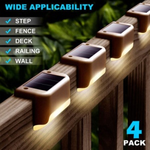 Set 4 lampi solare pentru trepte, iluminare LED, Rezistent la apa IP65, 5W, 8x4.5x4.2 cm, VIELLAN, Maro - Img 4