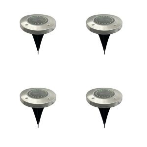 Set 4 lampi solare tip spot pentru gradina, 20 x LED, buton ON/OFF, senzor de lumina, alb cald 18-18 K KATHODE