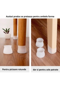 Set 4 protectii picioare scaun, universale din silicon, alb-transparent - Img 3