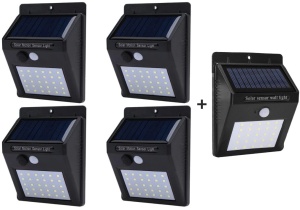 Set 5 Lampi solare, de perete cu lumina 30 LED-uri, Negru - Img 3