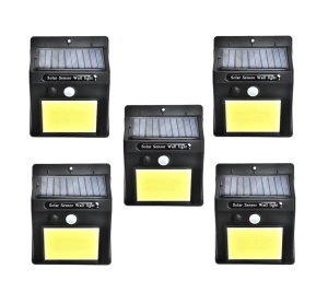 Set 5 lampi solare, Tiessa®, 40 de LED, senzor de miscare, 0.55W