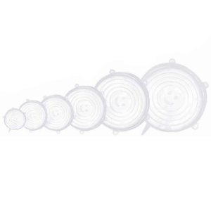 Set 6 capace alimentare din silicon, elastic, Transparent