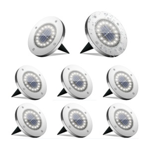 Set 8 lampi de sol cu incarcare solara, Weluvfit, G5413-W, rezistente la apa, alb cald