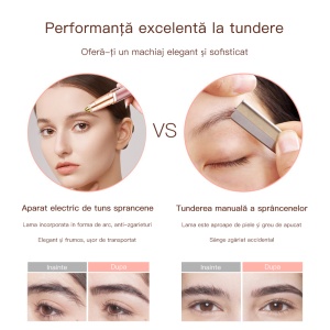Set epilator facial si trimmer pentru sprancene, SIHOiSi, Lumina LED, Lame metalice, Rose Gold - Img 5