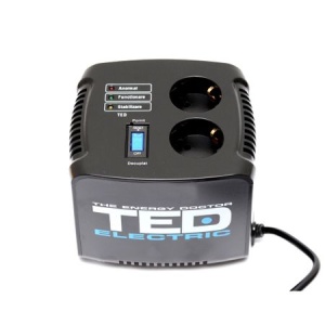 Stabilizator de Tensiune TED, Putere Stabilizata 500 A, Tensiune Intrare 145 - 280 V, Indicator Optic LED, Tensiune cu Unda Sinusoidala, Protectie Suprasarcina & Supraincalzire, Design Ergonomic, Negru - Img 2