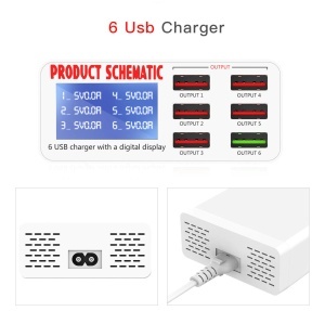 Statie de incarcare, USB 3.0 Fast Charger 6 porturi USB, afisaj digital, 6A 5V, K KATHODE - Img 4