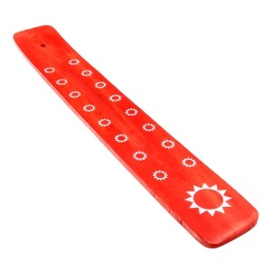 Suport pentru betisoare parfumate, din lemn, Feng Shui, NO2686 , 26 x 3.8 cm, Rosu