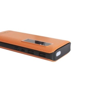 Acumulator extern Profesional, 30000mAh, Fast Charging, Powerbank piele ecologica, maro - Img 2