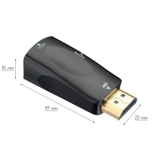 Adaptor HDMI la VGA TechONE™, port Tata-Mama,, unidirectional, mufa aurita, cablu 15 cm, negru - Img 6