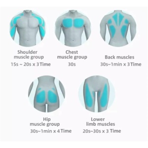 Aparat de masaj Gun cu 4 capete pentru dureri musculare si reumatism Viteze 6 trepte, Albastru - Img 3