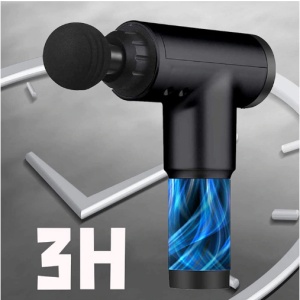 Aparat de masaj Gun Profesional, 4 capete interschimbabile, tip actionare vibratii, 6 trepte viteza, autonomie acumulator, timp operare 3 h, pentru dureri musculare si reumatism, Negru - Img 3