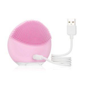 Aparat pentru masaj facial Tiessa®, silicon, autonomie 3h, roz - Img 3