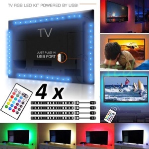 Banda LED TV USB multicolora pentru iluminare ambientala in spatele televizorului, 3m, RGB, KATHODE - Img 4
